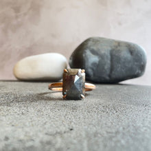 Load image into Gallery viewer, 2.91ct Emerald cut Salt & Pepper Diamond Solitaire Ring