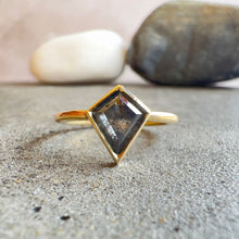 Load image into Gallery viewer, 0.83ct Kite Cut Salt & Pepper Diamond Solitaire Ring