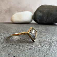 Load image into Gallery viewer, 0.83ct Kite Cut Salt & Pepper Diamond Solitaire Ring