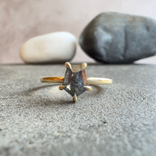 Load image into Gallery viewer, 0.76ct Shield Cut Salt & Pepper Diamond Solitaire Ring