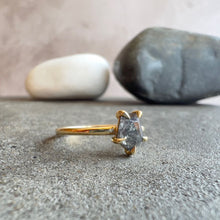 Load image into Gallery viewer, 0.76ct Shield Cut Salt & Pepper Diamond Solitaire Ring