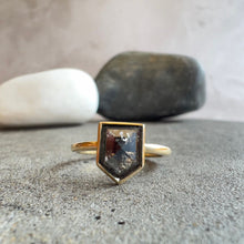 Load image into Gallery viewer, 1.28ct Shield Cut Salt & Pepper Diamond Solitaire Ring