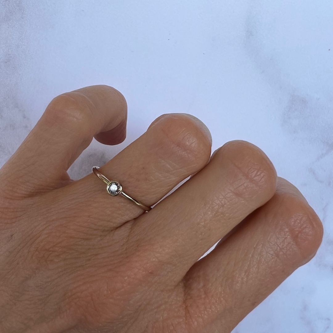 3mm Diamond Solitaire White Gold Stack Ring – STONE