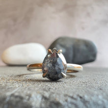 Load image into Gallery viewer, 1.33ct Pear Cut Salt & Pepper Diamond Solitaire Ring