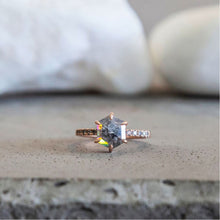 Load image into Gallery viewer, 1.25ct Hexagon Cut Salt & Pepper Diamond Ring
