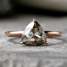 Load image into Gallery viewer, 1.4ct Trillion Cut Salt & Pepper Diamond Solitaire Ring