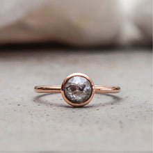 Load image into Gallery viewer, 0.73ct Round Cut Salt & Pepper Diamond Ring (Rose Gold)