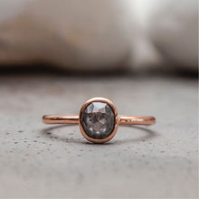 Load image into Gallery viewer, 0.75ct Oval Cut Salt & Pepper Diamond Ring (Rose Gold)