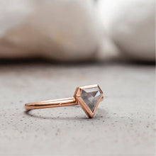 Load image into Gallery viewer, 0.63ct Shield Cut Salt & Pepper Diamond Ring (Rose Gold)