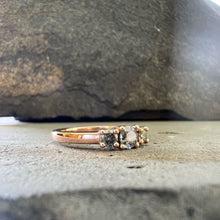 Load image into Gallery viewer, 0.45ct Three-Stone Claw Set Salt & Pepper Diamond Ring 14K Rose Gold
