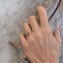 Load image into Gallery viewer, 0.64ct Round Cut Salt & Pepper Diamond Ring (Yellow Gold)