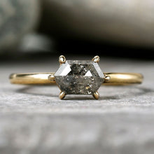 Load image into Gallery viewer, 1.09ct Hexagon Cut Salt & Pepper Diamond Ring