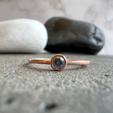 Load image into Gallery viewer, 3mm Diamond Solitaire Rose Gold Stack Ring
