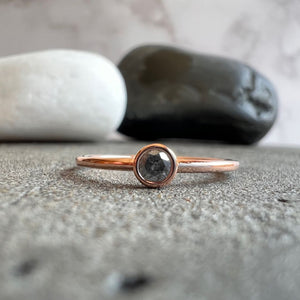 3mm Diamond Solitaire Rose Gold Stack Ring