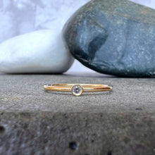 Load image into Gallery viewer, 2mm Diamond Solitaire Yellow Gold Stack Ring
