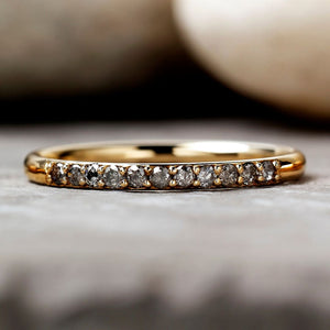 0.165ct Salt & Pepper Partial Eternity Diamond Ring (Yellow Gold)
