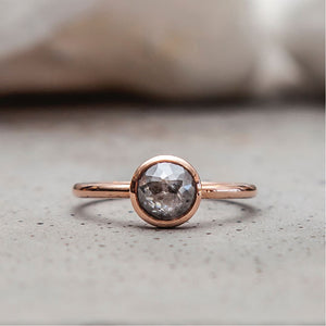 0.73ct Round Cut Salt & Pepper Diamond Ring (Rose Gold)