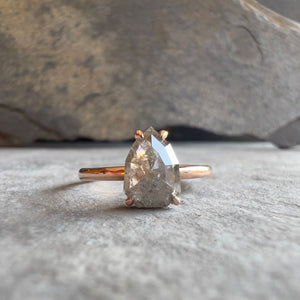 1ct Altered Pear Cut Salt & Pepper Diamond Ring (Rose Gold)
