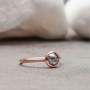 0.73ct Round Cut Salt & Pepper Diamond Ring (Rose Gold)