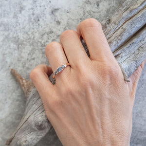 0.45ct Three-Stone Claw Set Salt & Pepper Diamond Ring 14K Rose Gold
