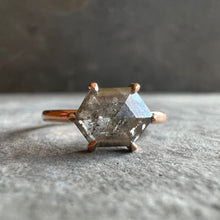 Load image into Gallery viewer, 0.88ct Hexagon Cut Salt &amp; Pepper Diamond Ring

