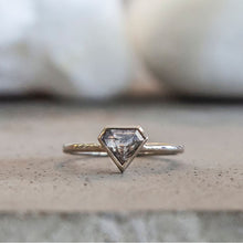 Load image into Gallery viewer, 0.64ct Shield Cut Salt &amp; Pepper Diamond Ring (White Gold)
