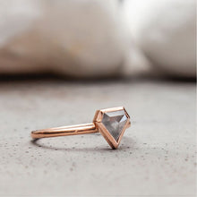 Load image into Gallery viewer, 0.63ct Shield Cut Salt &amp; Pepper Diamond Ring (Rose Gold)
