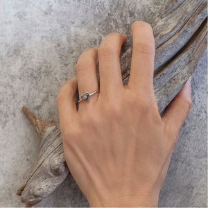 0.64ct Shield Cut Salt & Pepper Diamond Ring (White Gold)