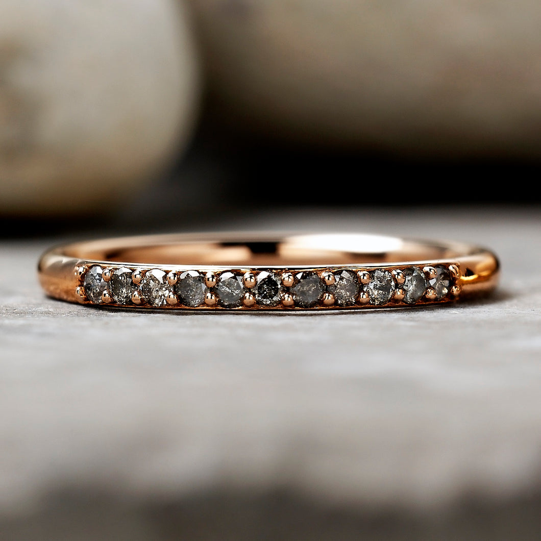 0.165ct Salt & Pepper Partial Eternity Diamond Ring (Rose Gold)