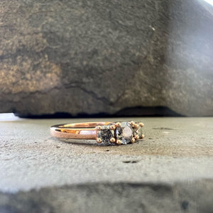 0.45ct Three-Stone Claw Set Salt & Pepper Diamond Ring 14K Rose Gold