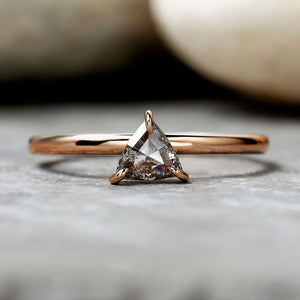 0.28ct Trillion Cut Salt & Pepper Diamond Solitaire Ring