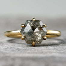 Load image into Gallery viewer, 1.76ct Hexagon Cut Salt &amp; Pepper Diamond Solitaire Ring
